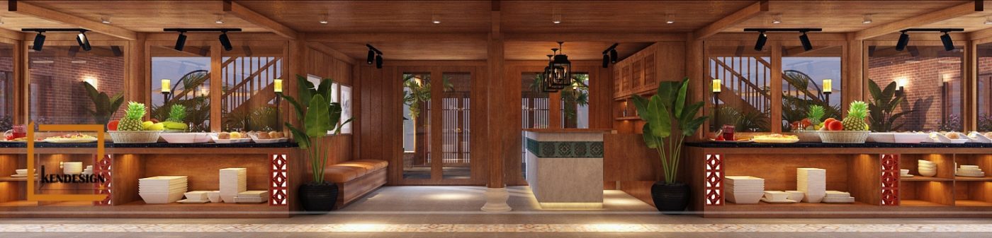 Thiết kế nội thất nhà hàng Sóc Sơn phù hợp với chủ đề của nhà hàng 