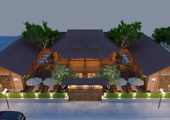 CHI HUYEN View04 565x400 - Thiết kế ngoại thất nhà hàng buffet Sóc Sơn