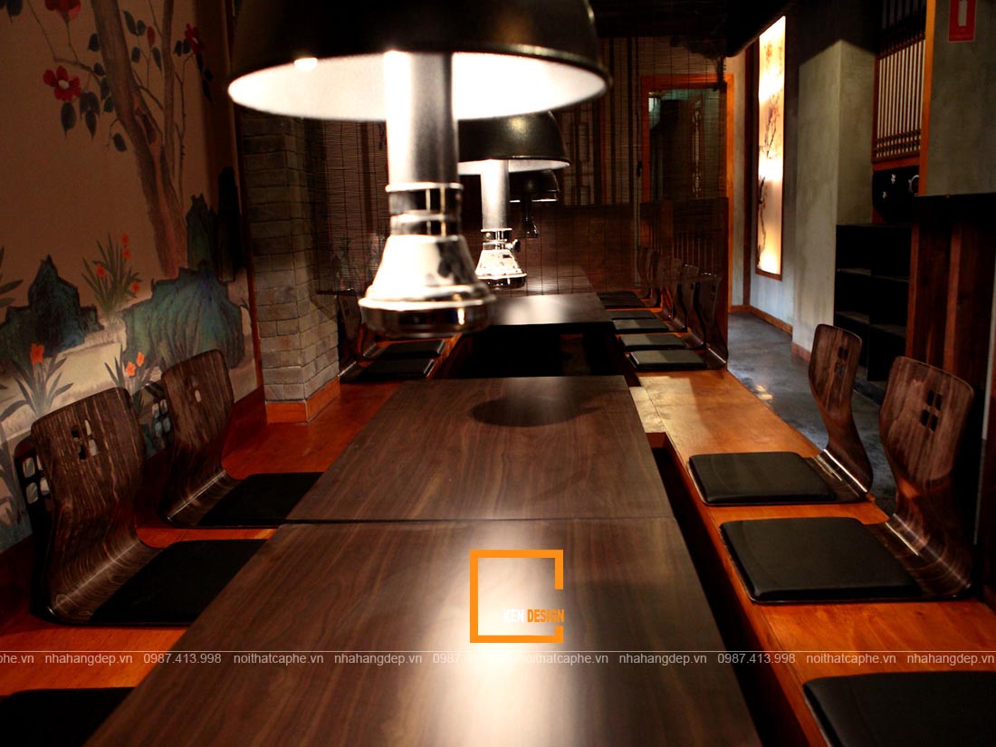 Chất liệu gỗ trong nội thất thiết kế nhà hàng Hàn Quốc