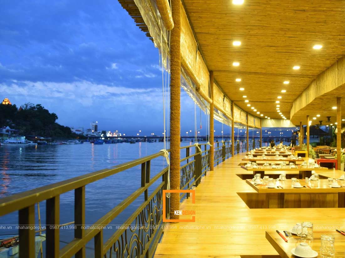 Nội thất thiết kế nhà hàng nổi trên sông