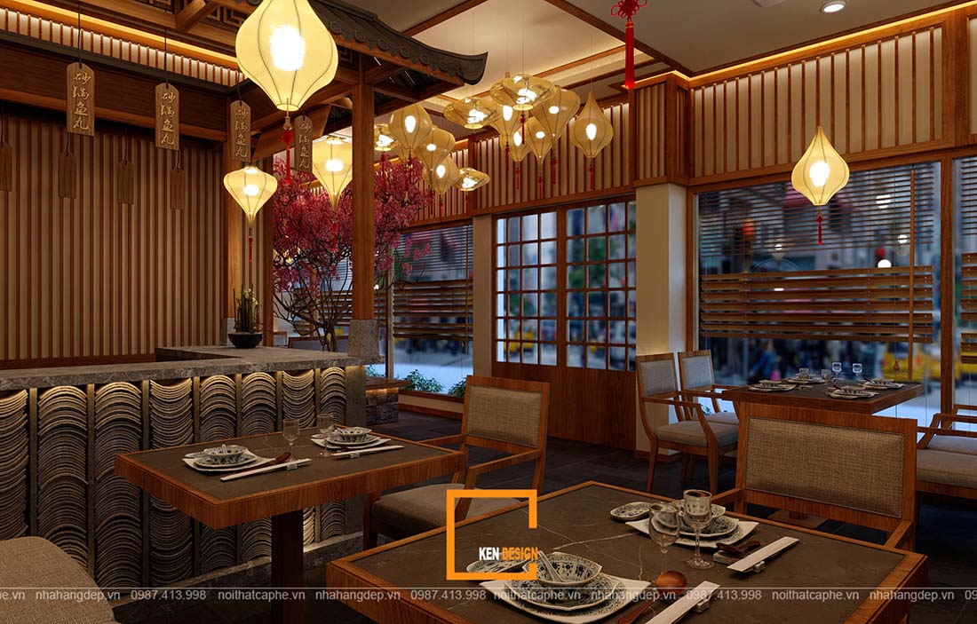 thiết kế nhà hàng Hinomaru sushi