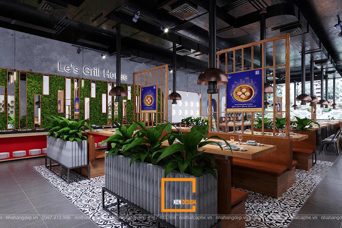 thiet ke nha hang lau nuong 21 - Đón đông với thiết kế nhà hàng lẩu nướng Le's Grill House tại Việt Trì
