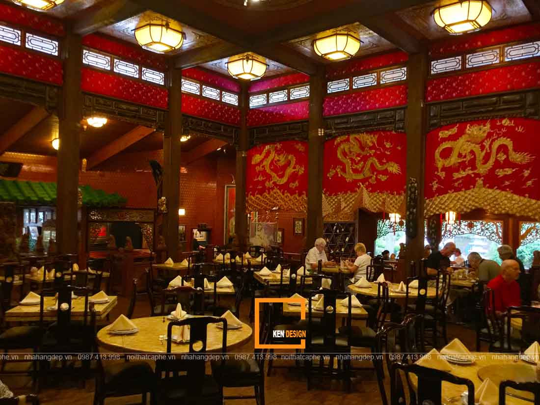 Kết hợp màu sắc ánh sáng trong thiết kế nhà hàng Trung Hoa