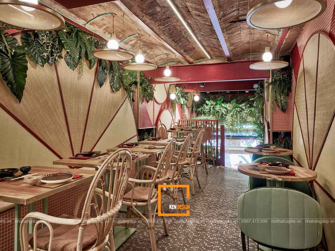 Thiết kế nội thất nhà hàng phong cách nhiệt đới