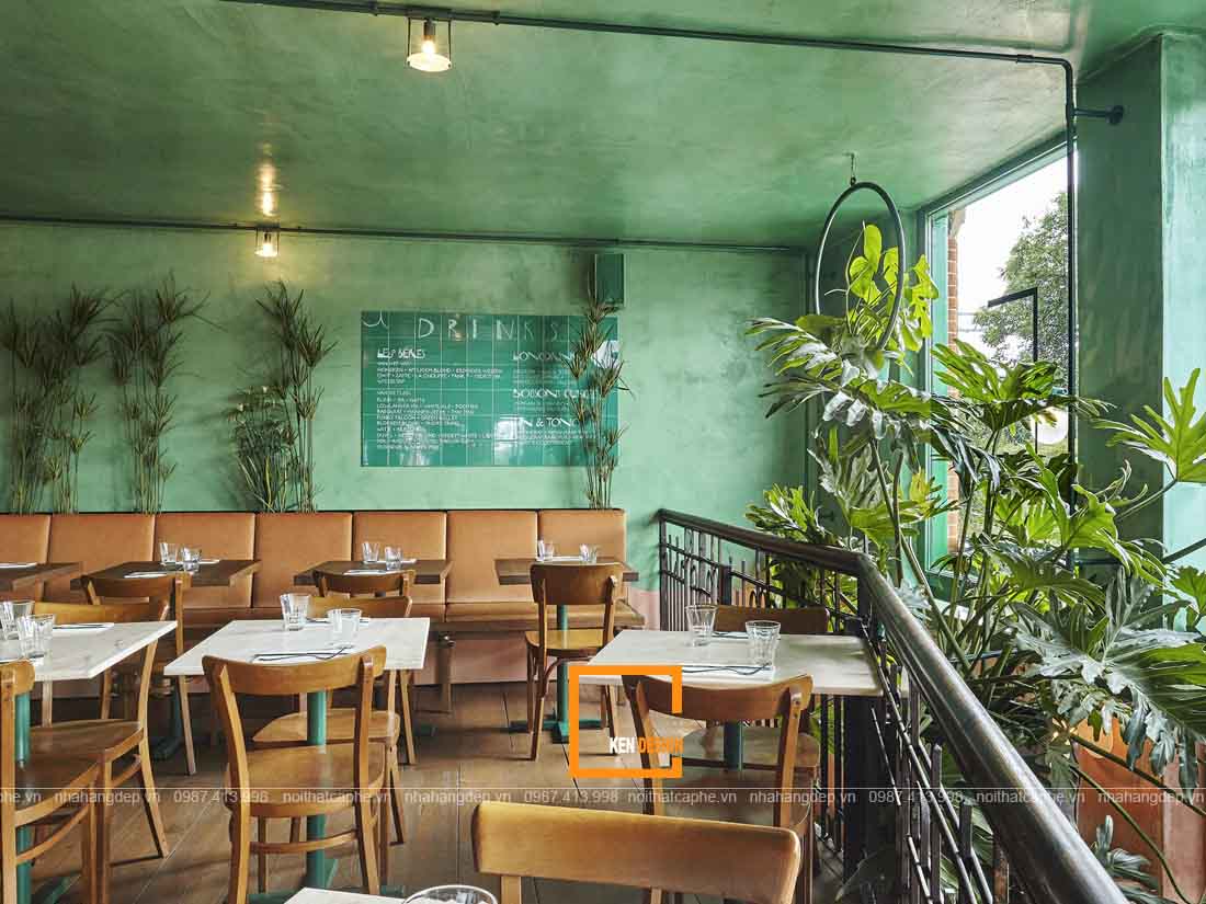 Sắc xanh trong thiết kế nhà hàng phong cách nhiệt đới