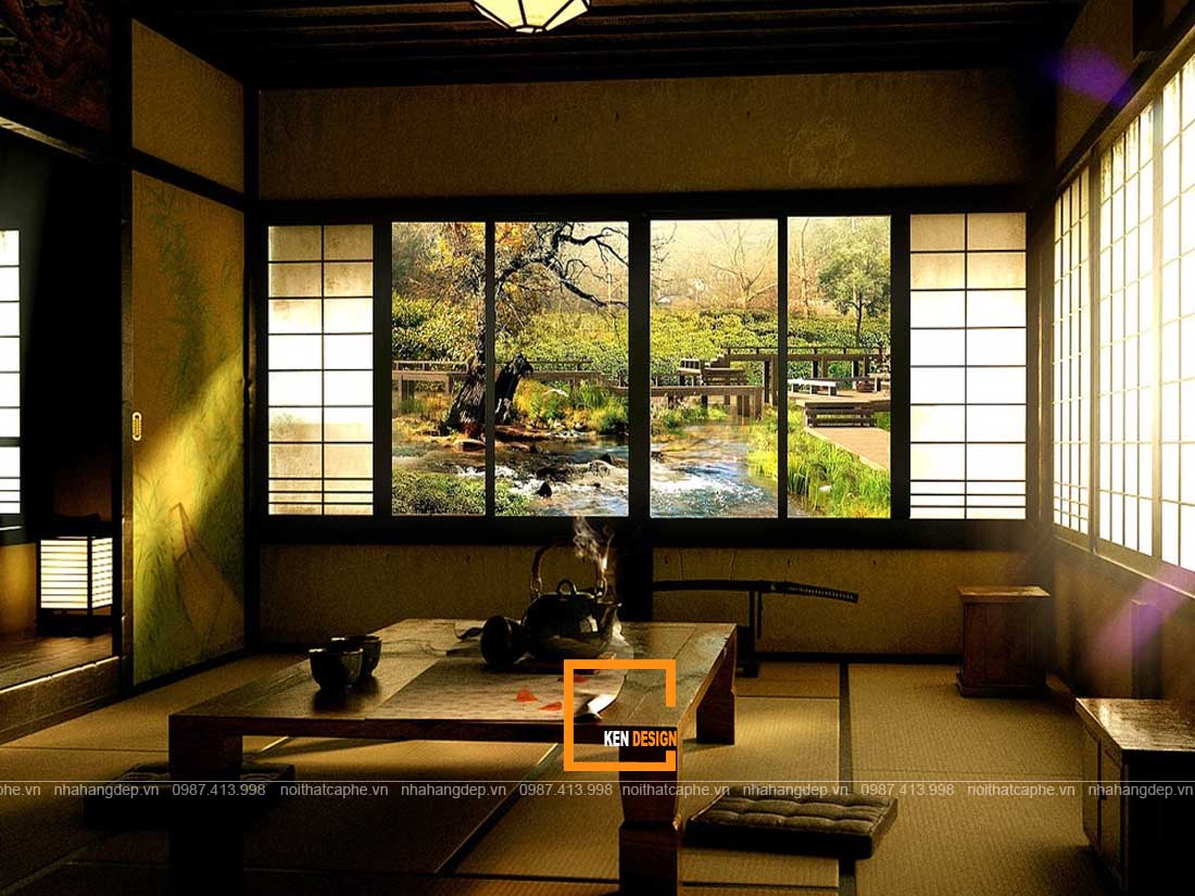 Thiết kế nội thất nhà hàng phong cách thiền Nhật Bản
