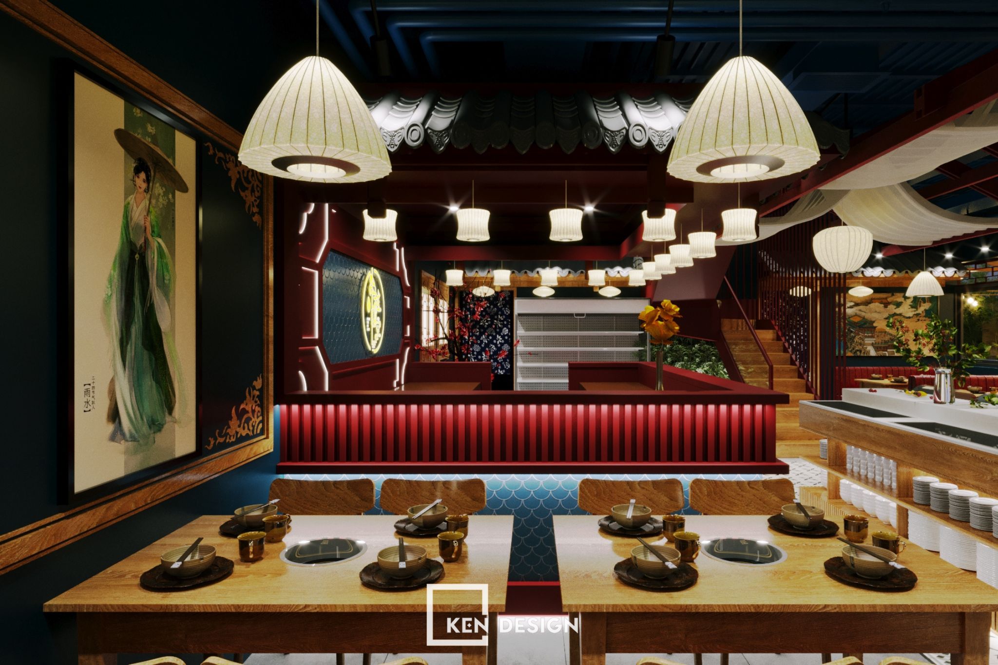 Trang trí thiết kế nhà hàng Chuan Yue Shi Kong 