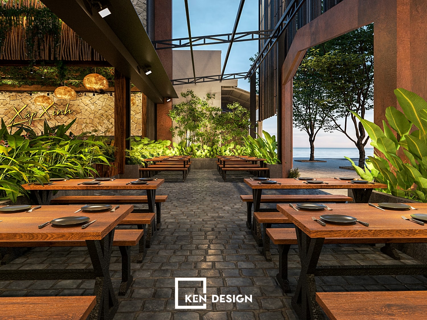 Thiet Ke Nha Hang Beer Garden Xap Xinh Tai Hai Phong Phong Cach Tropical Industrial 7