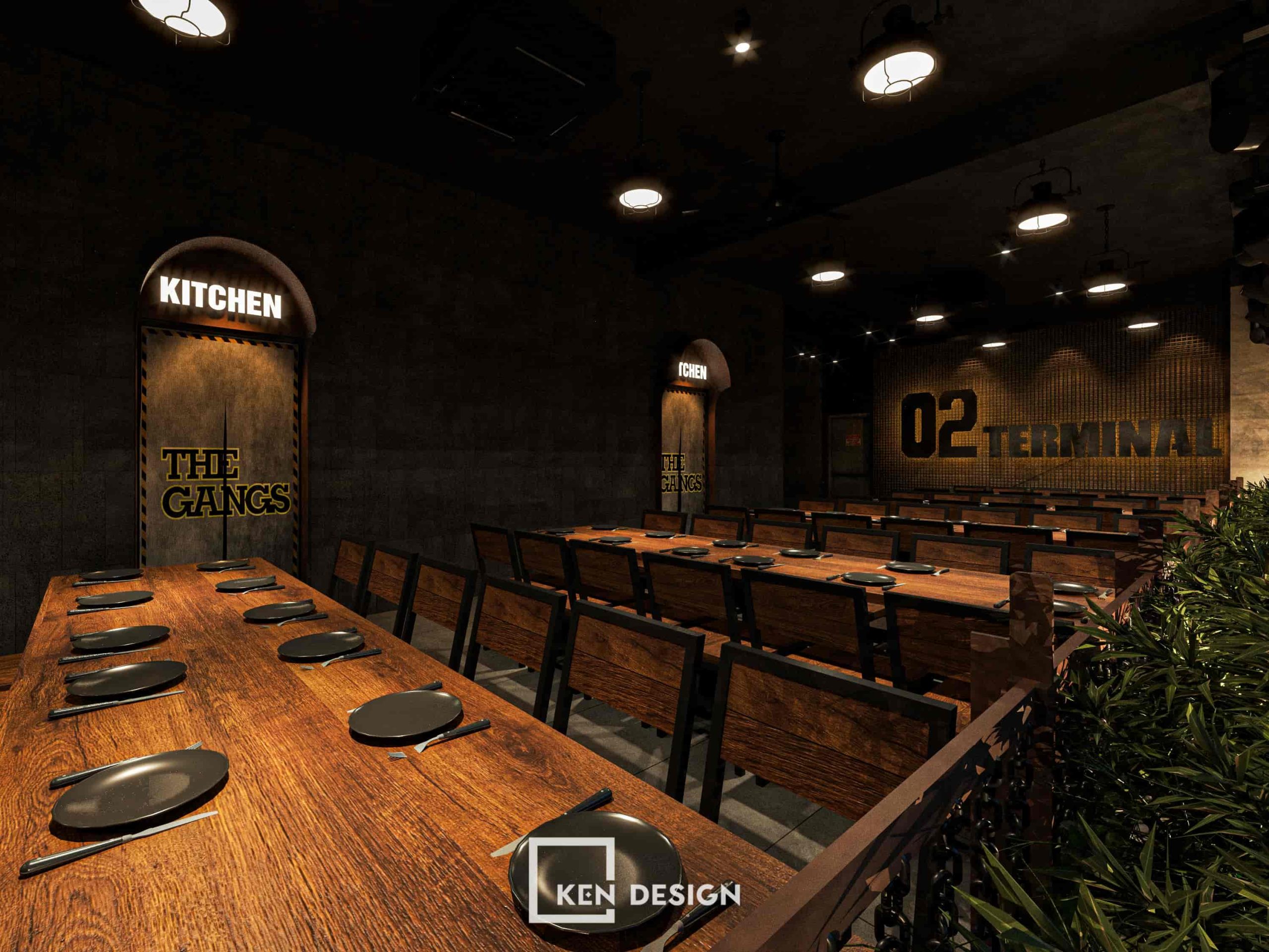 Thiết kế nh&agrave; h&agrave;ng The Gangs Airport tại G&ograve; Vấp