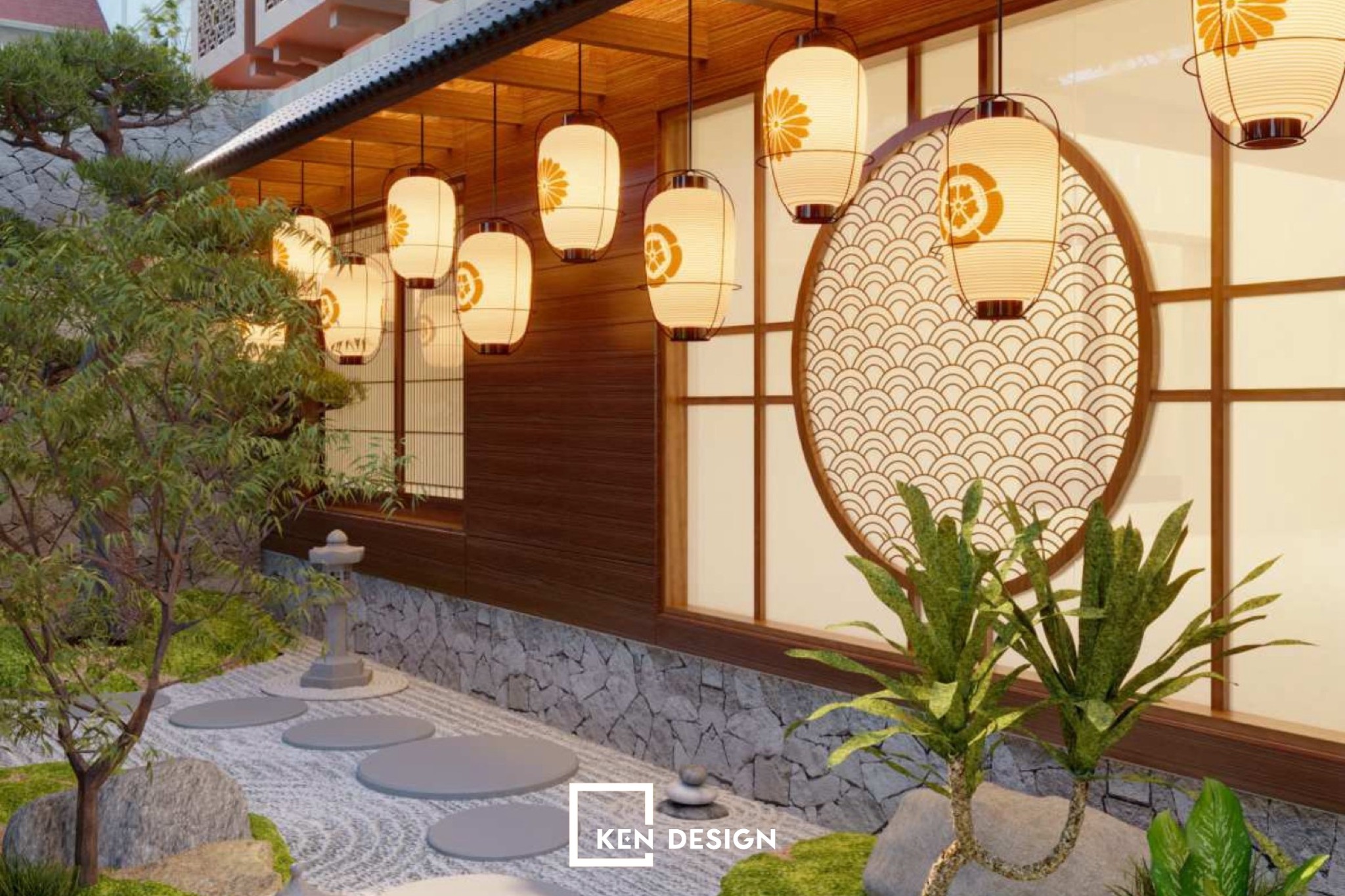 thiết kế nh&agrave; h&agrave;ng Nhật Bản